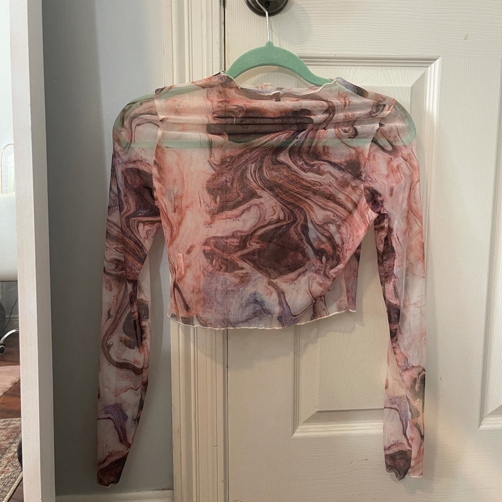 Mesh marble print long sleeve